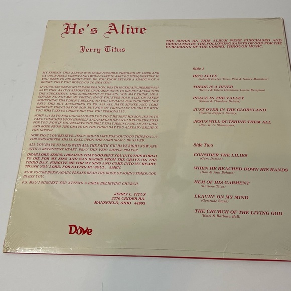 Jerry Titus on Dove He’s Alive Record New In packaging LP Vinyl - Picture 2 of 3